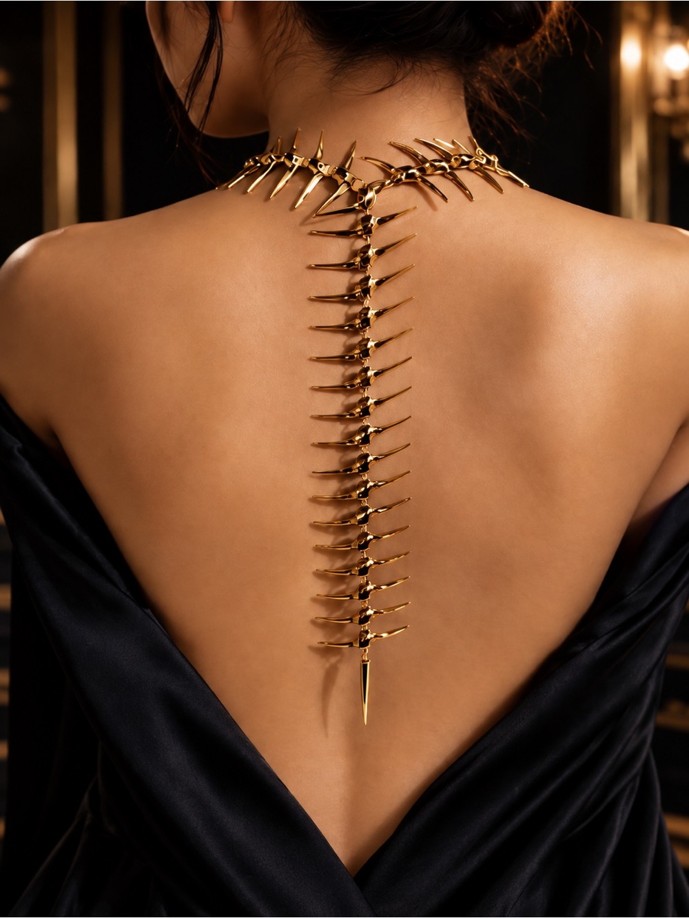 Gold Spine Back Necklace